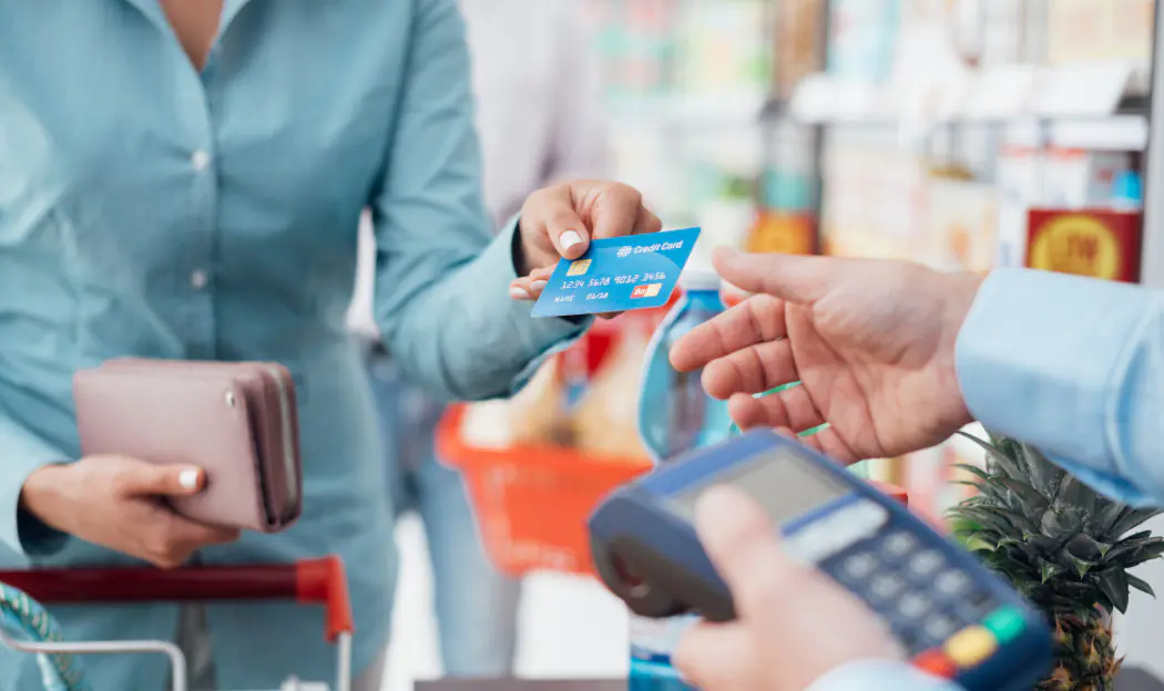 Paying for groceries with credit card